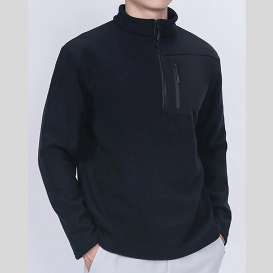 Men's Plus Size Half-Zip Fleece Sweatshirt with Chest Pocket