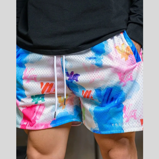 Men's Plus Size Drawstring Printed Shorts