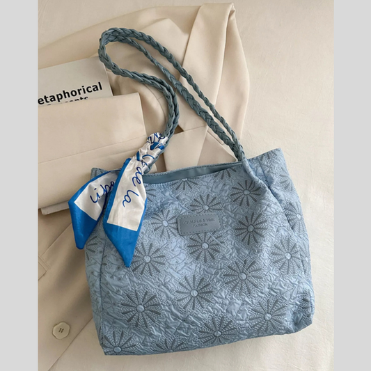 Braided Handle Tote Bag
