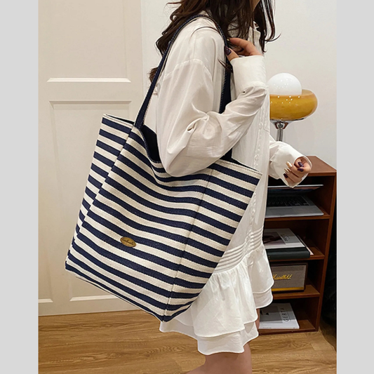 Striped Canvas Tote Bag