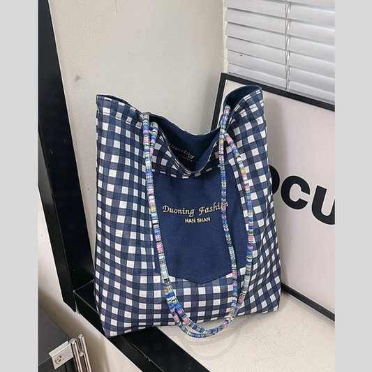 Gingham Pattern Tote Bag