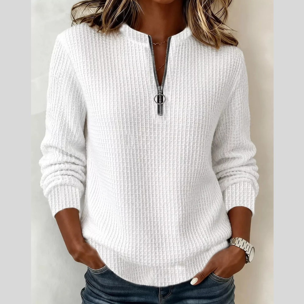 Full Size Quarter-Zip Textured Sweatshirt Plus Size