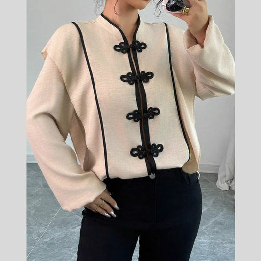 Chinese-Style Mandarin Collar Blouse