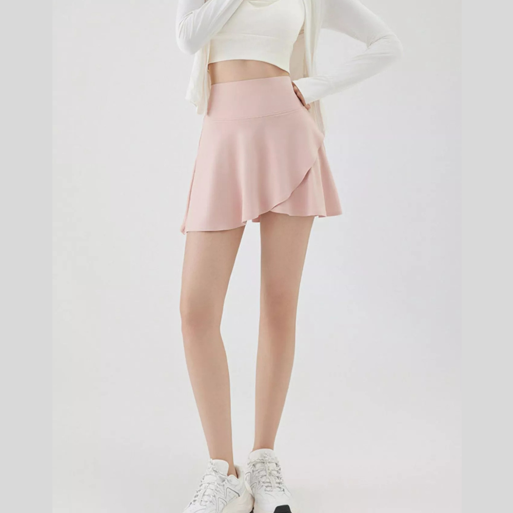 Full Size High-Waisted Flared Athletic Skirt with Breathable Performance Fabric Plus Size