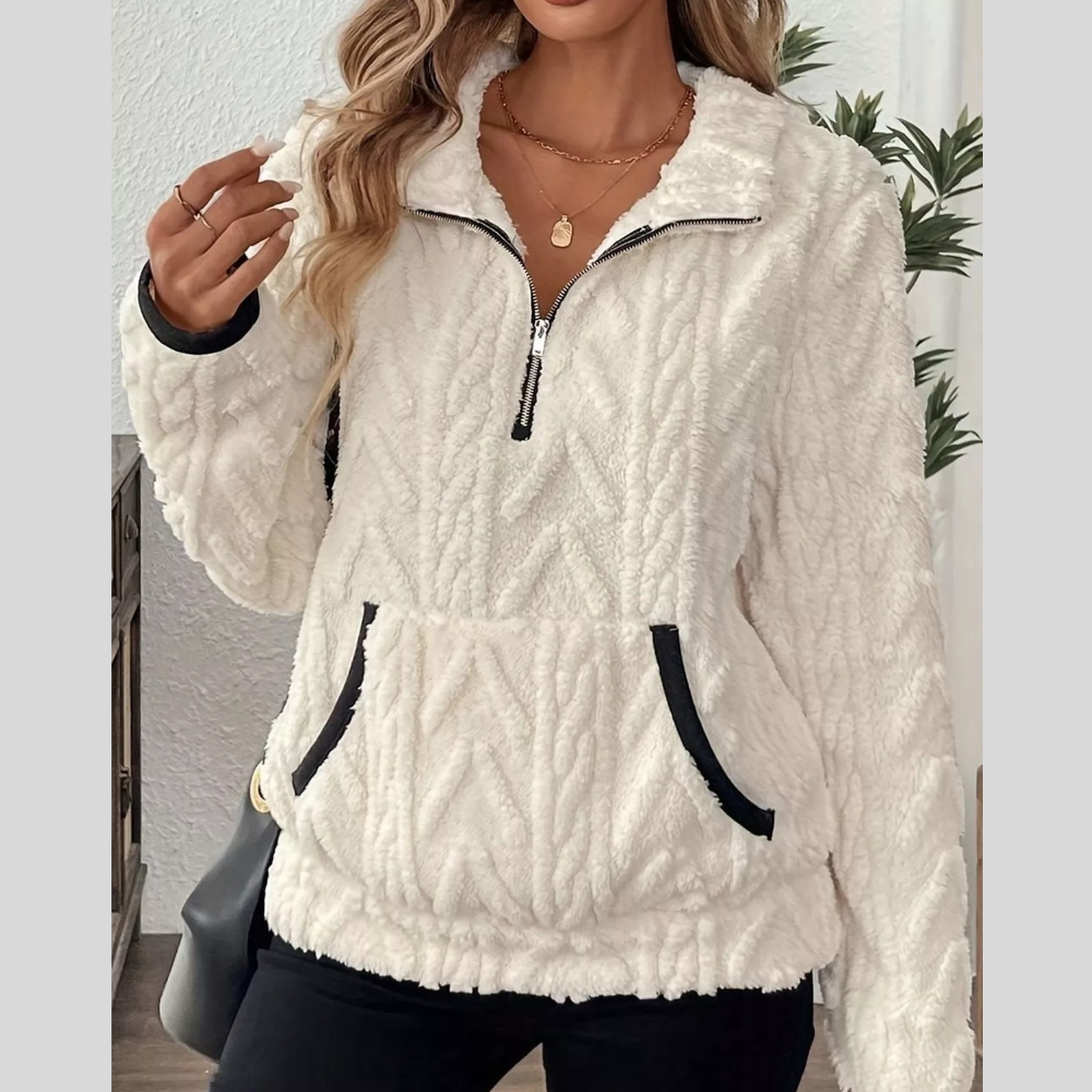 Full Size Quarter-Zip Sherpa Sweatshirt Plus Size