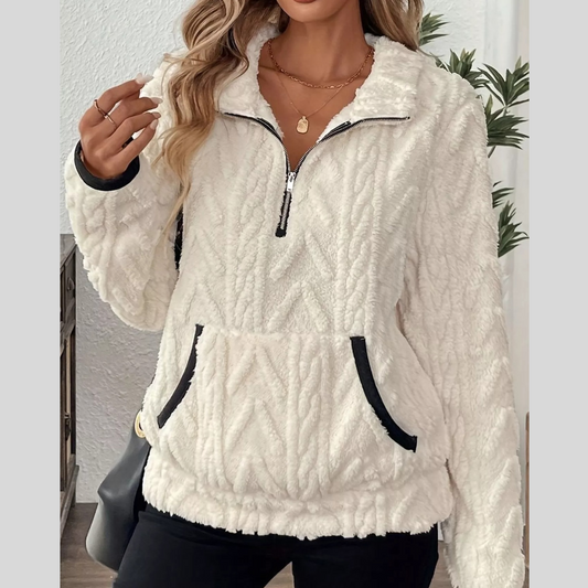 Full Size Quarter-Zip Sherpa Sweatshirt Plus Size