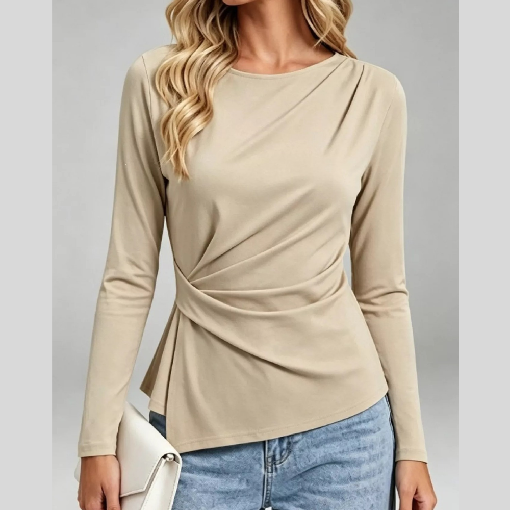 Ruched Waist Long Sleeve T-Shirt