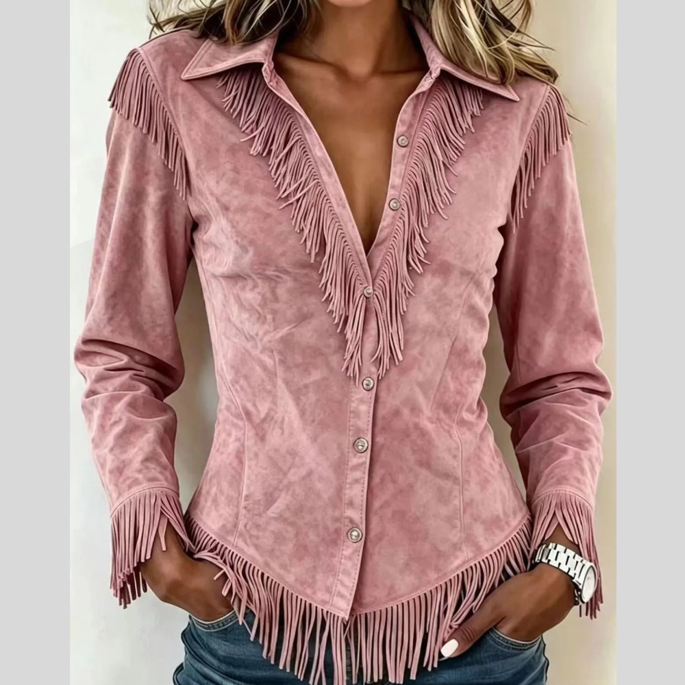 Full Size Fringed Button Up Shirt Plus Size