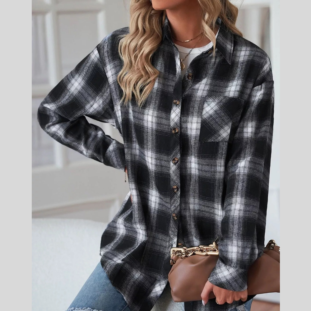 Plaid Button-Down Oversized Shirt