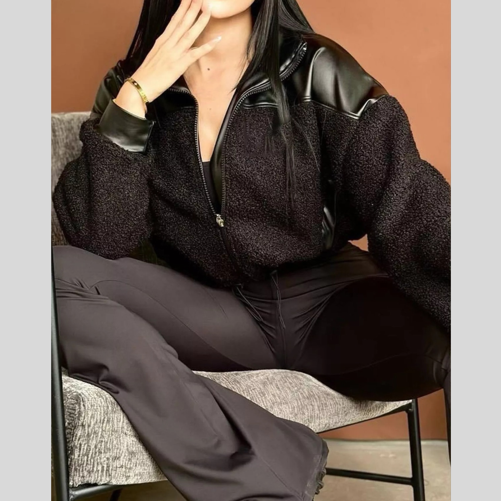 Sherpa Contrast Zip-Up Jacket