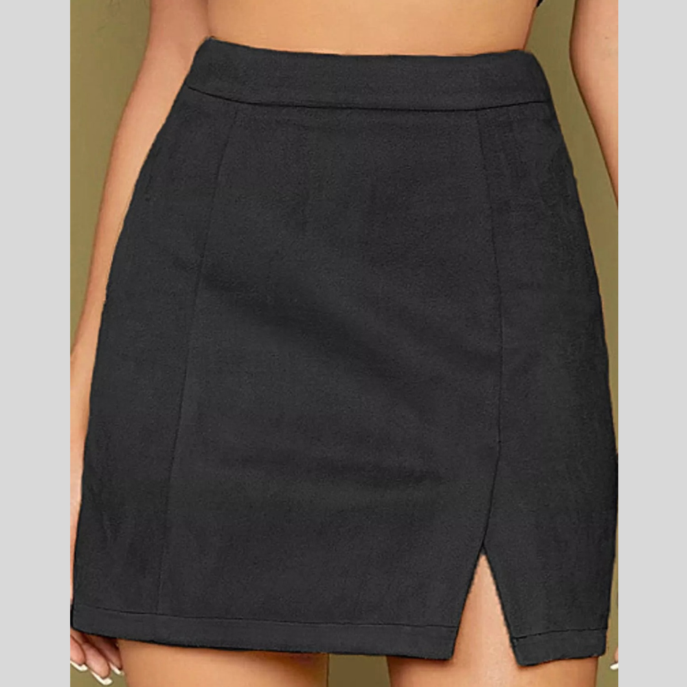 High-Waisted Slit Skirt