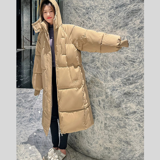 Plus Size Oversized Hooded Longline Puffer Coat