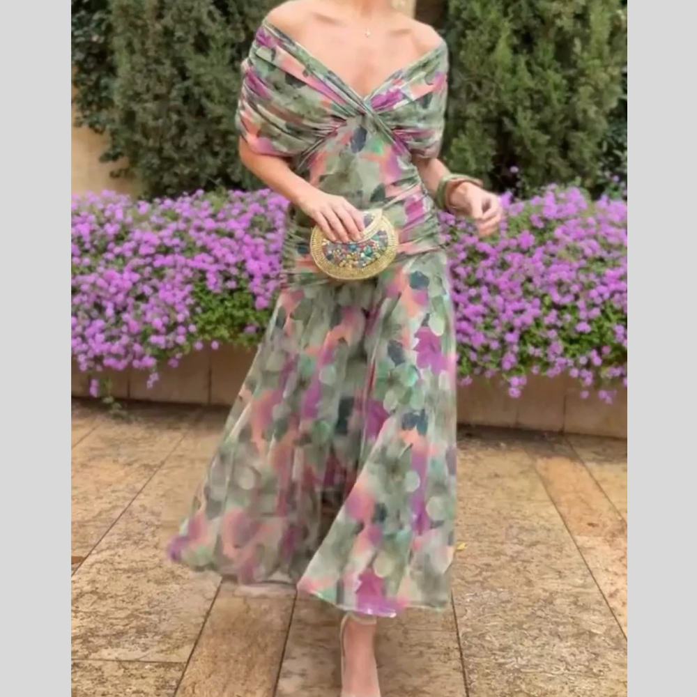 Full Size Off-Shoulder Ruched Maxi Dress Plus Size
