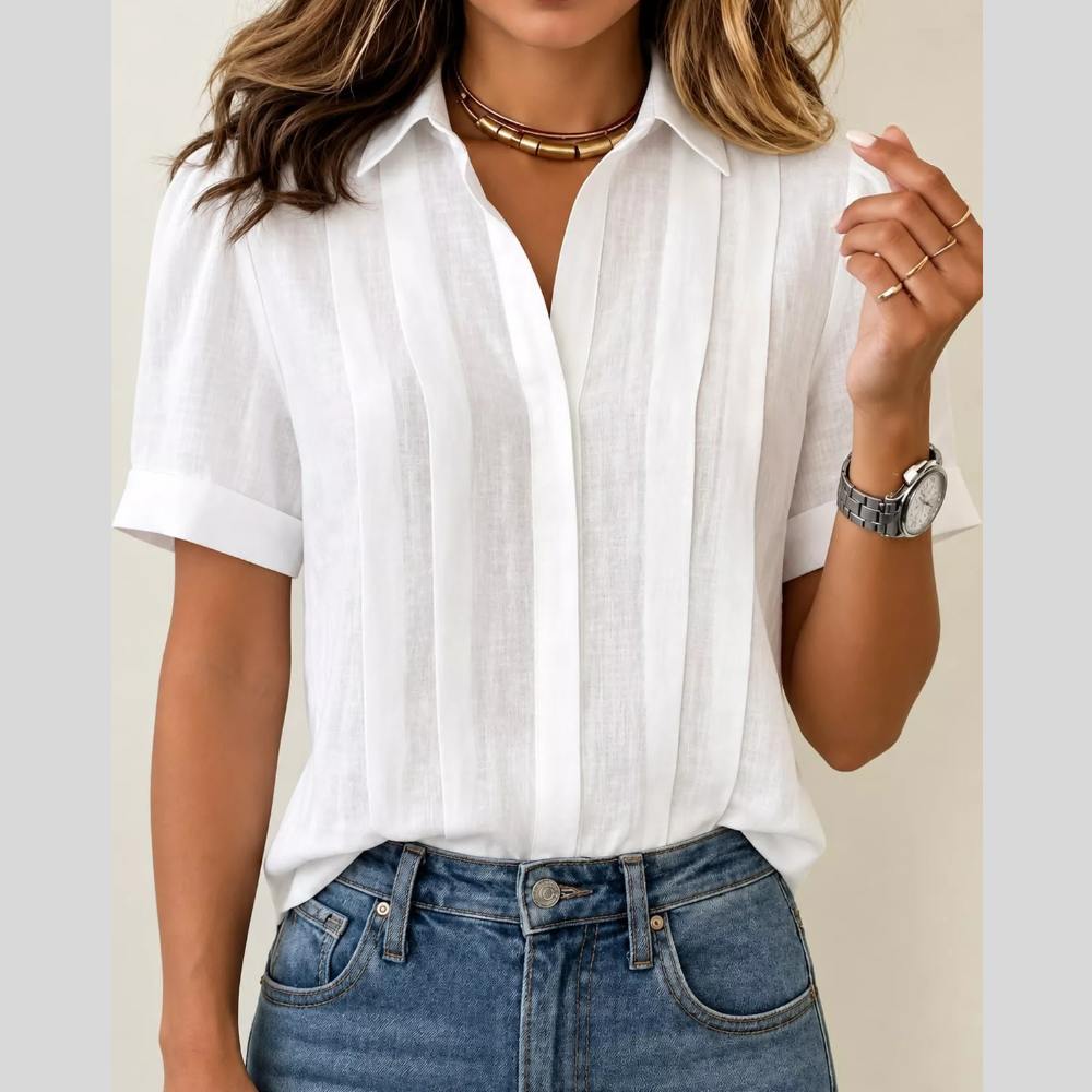 Full Size Button Up Short Sleeve Casual Shirt Plus Size