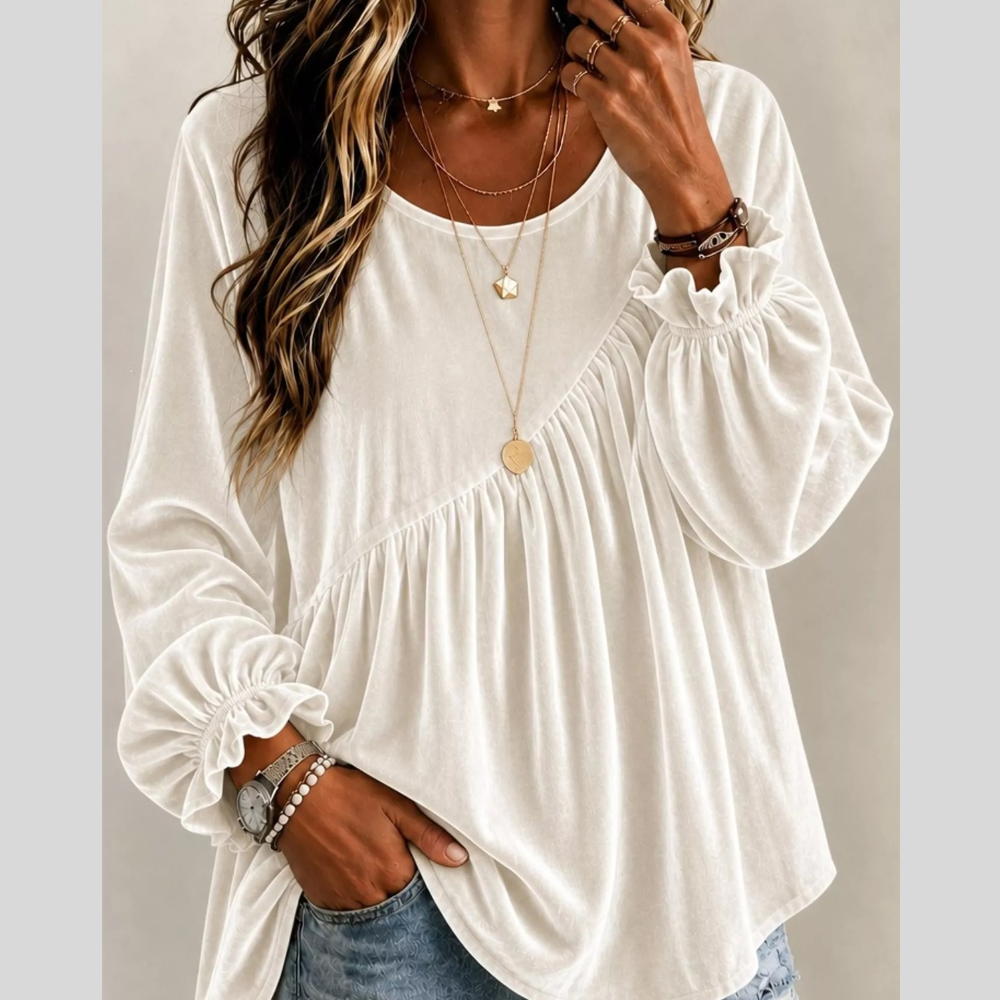 Full Size Velvet Long Sleeve Blouse Plus Size