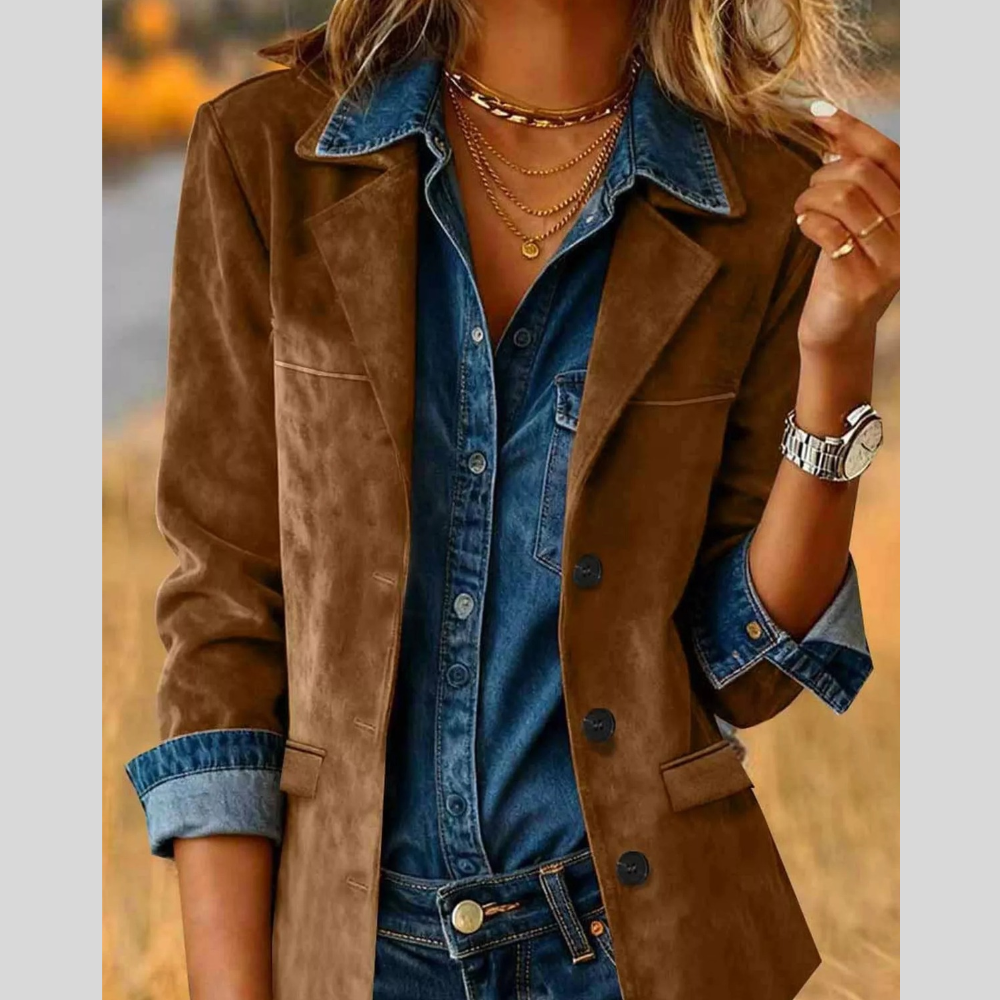 Full Size Lapel Collar Button Up Blazer Plus Size