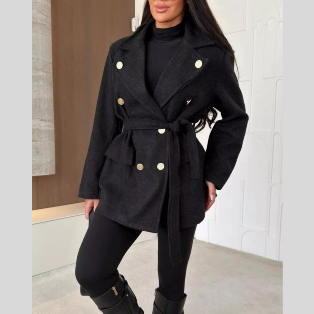 Double-Breasted Belted Wool-Blend Coat