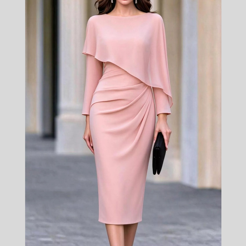 Cape-Style Bodycon Midi Dress