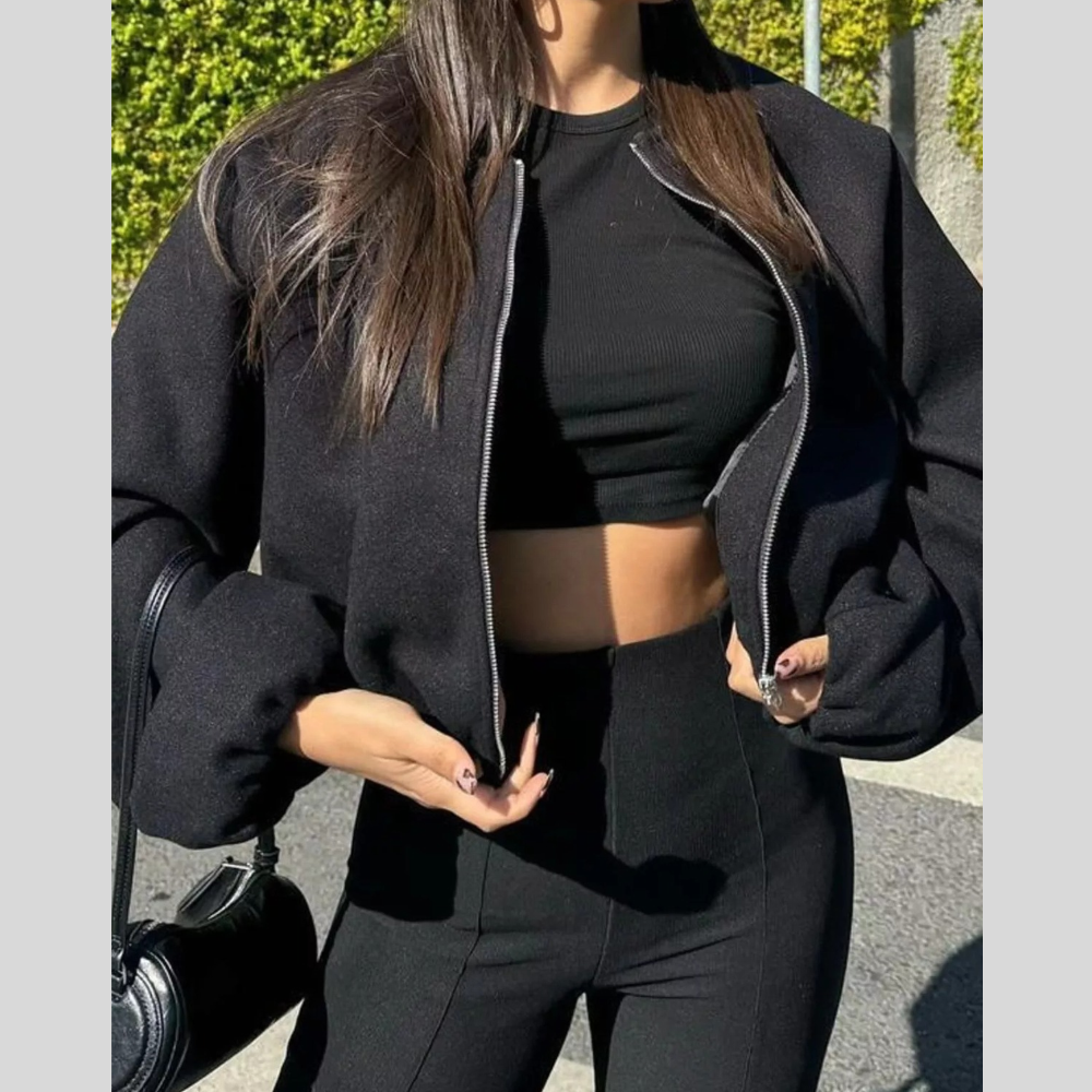 Zip Up Dropped Shoulder Jacket