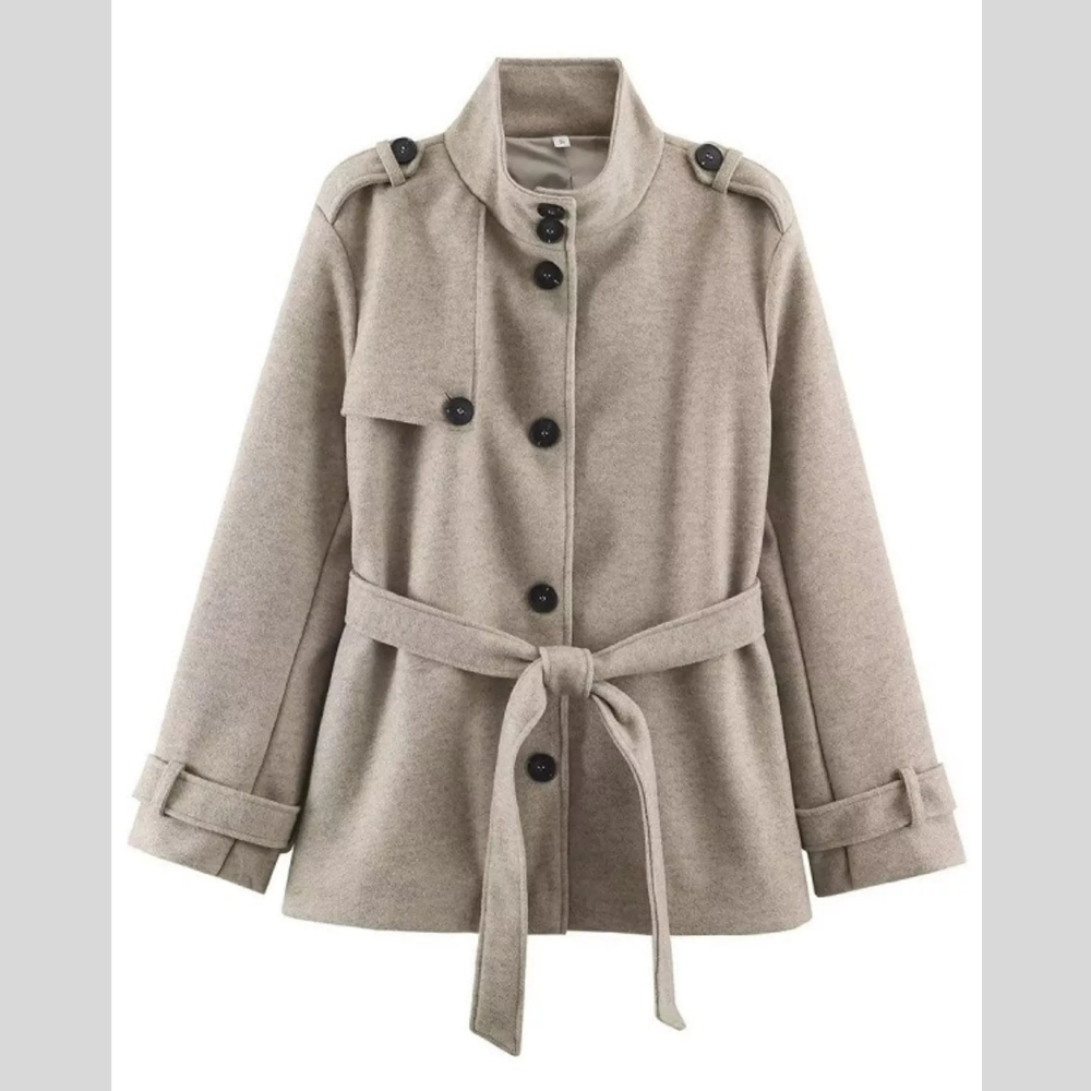 Stand-Collar Button Down Outerwear