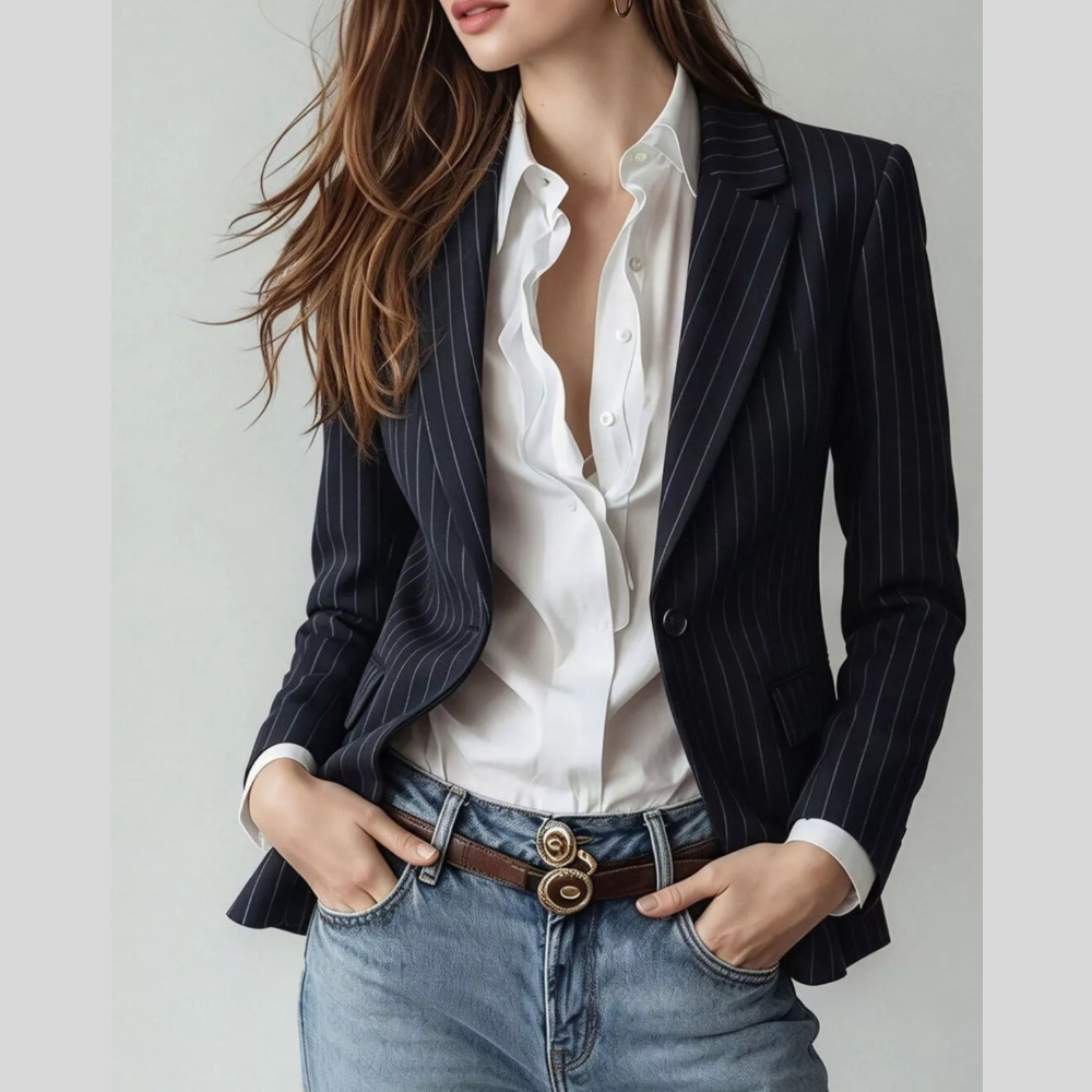 Lapel Collar Casual One Button Blazer