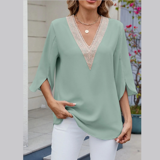 V-Neck 3/4 Sleeve Blouse