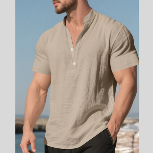 Men's Full Size Casual Linen Blend Short Sleeve Shirt Plus Size
