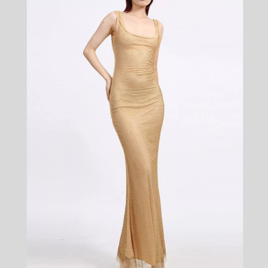 Backless Scoop Neck Casual Maxi Dress