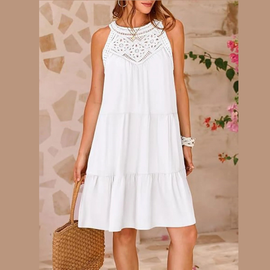 Ruffled Hem Lace Sleeveless Dress