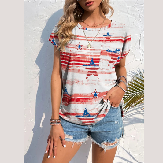 Printed Round Neck Short Sleeve T-Shirt