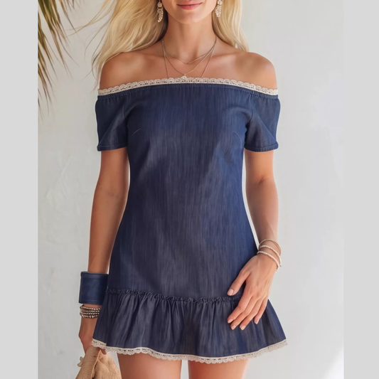 Lace Detail Off Shoulder Mini Dress
