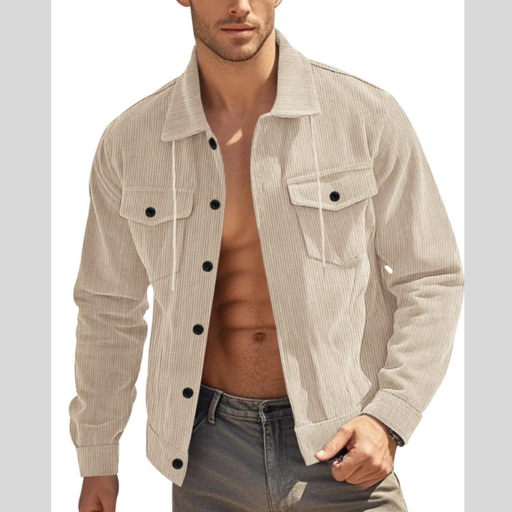 Men's Full Size Corduroy Button Up Casual Jacket Plus Size