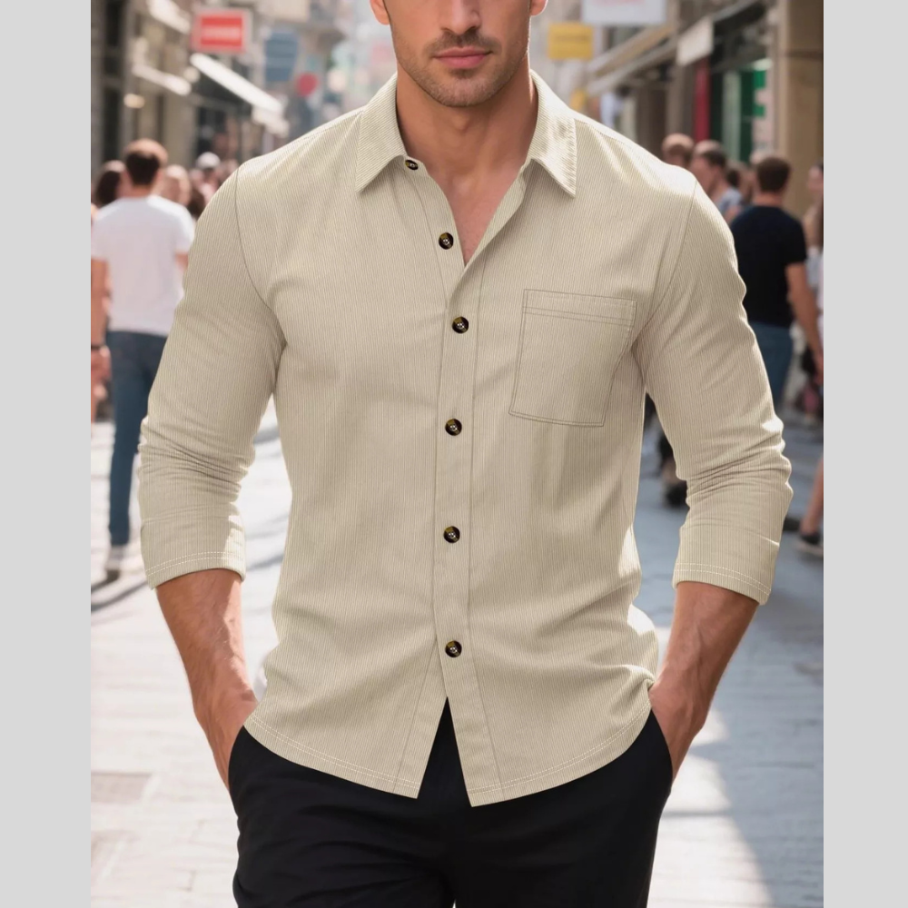 Men's Full Size Everyday Button-Up Long Sleeve Shirt