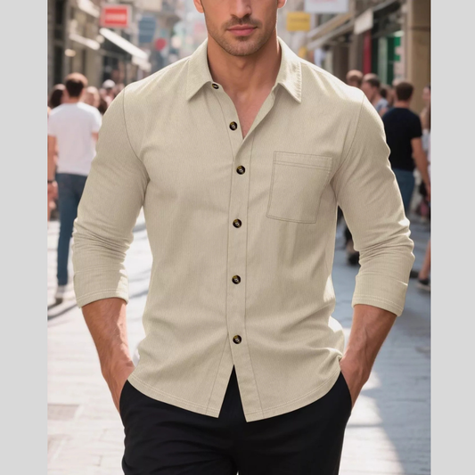 Men's Full Size Everyday Button-Up Long Sleeve Shirt