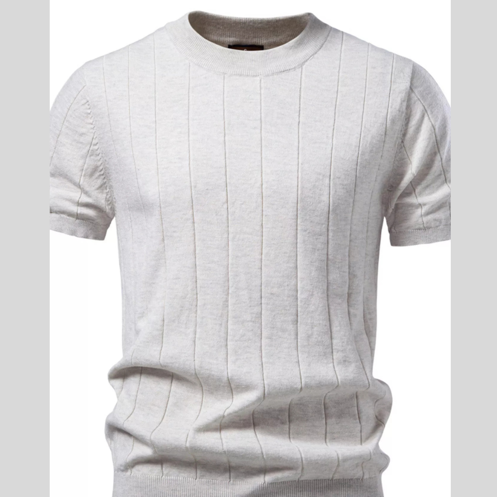 Men's Ribbed Knit Short Sleeve Sweater