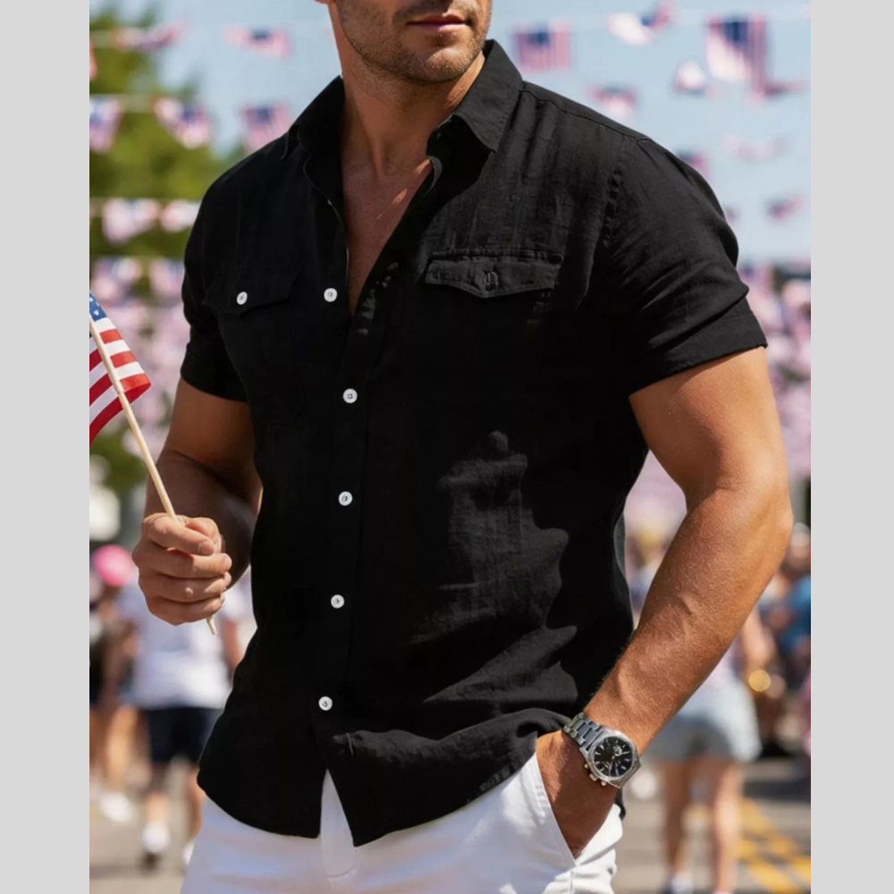 Men's Full Size Button Up Short Sleeve Casual Shirt Plus Size