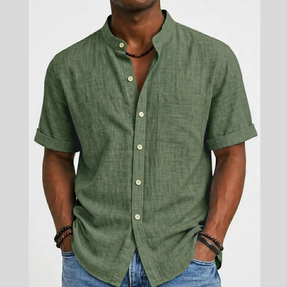 Men's Casual Full Size Button Up Short Sleeve Shirt Plus Size