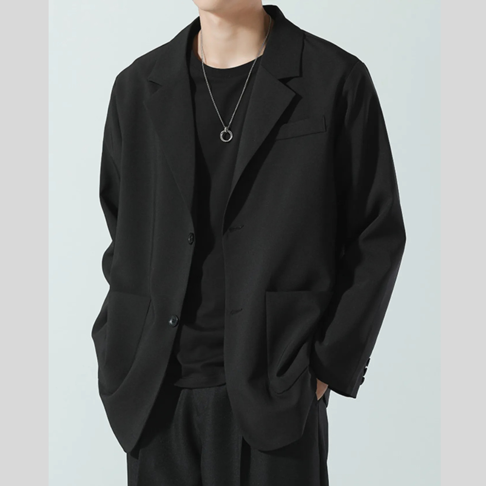 Men's Full Size Lapel Collar Long Sleeve Blazer Plus Size