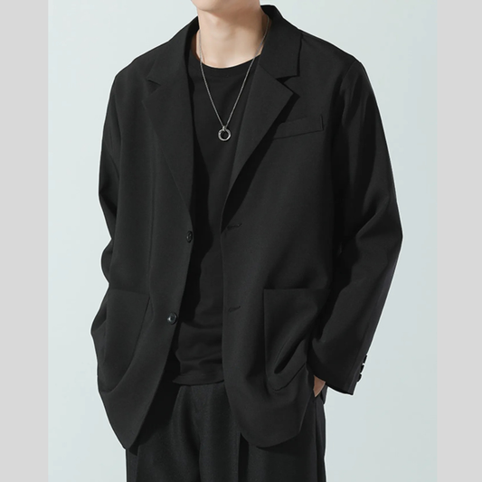 Men's Full Size Lapel Collar Long Sleeve Blazer Plus Size