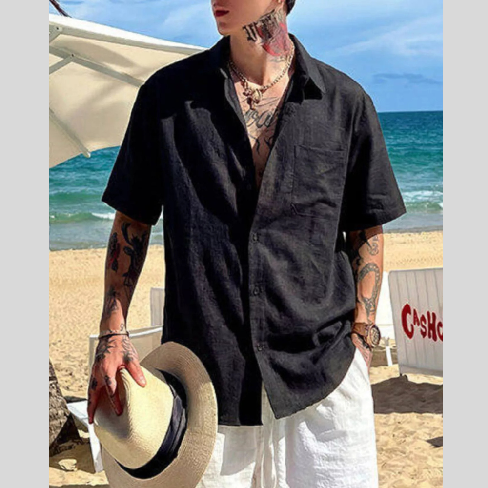 Men's Full Size Everyday Short Sleeve Button-Up Shirt