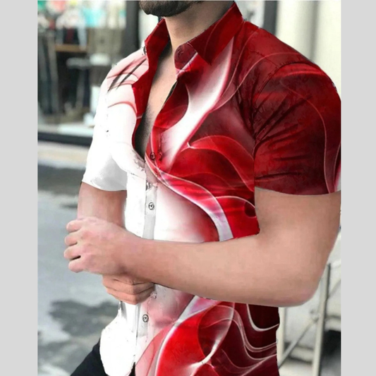 Men's Full Size Printed Short Sleeve Shirt Plus Size