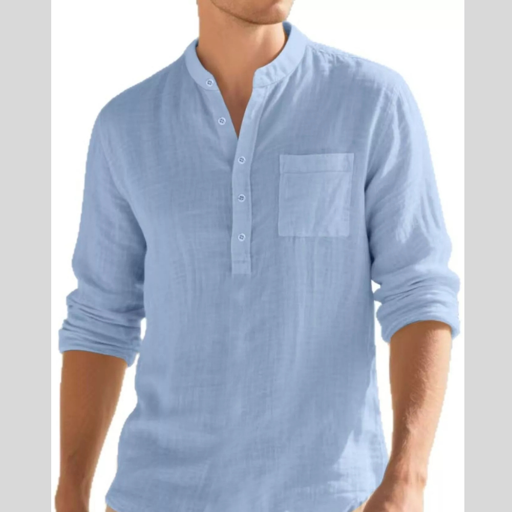 Men's Full Size Button Detail Long Sleeve Shirt Plus Size