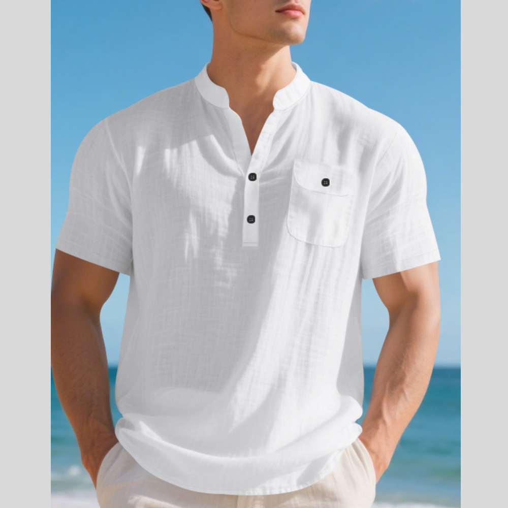 Men's Full Size Essential Casual Button-Up Shirt
