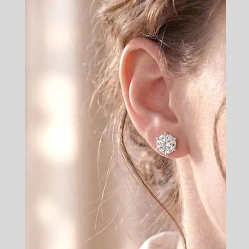 2 Carat 925 Sterling Silver Moissanite Stud Earrings