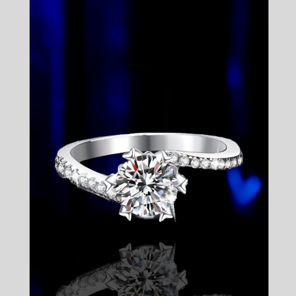 925 Sterling Silver Classic Solitaire Ring with 1 Carat Moissanite