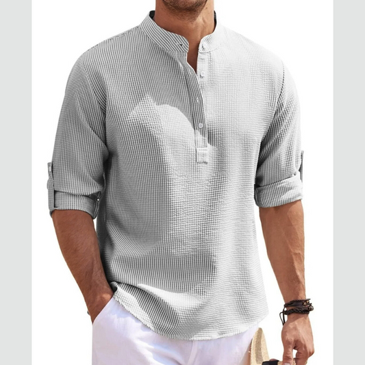 Men's Full Size Button Detail Long Sleeve Top Plus Size
