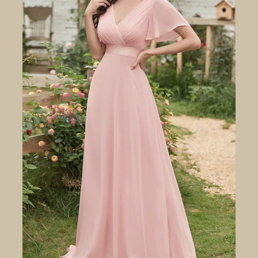 Surplice Flutter Sleeve Maxi Dress