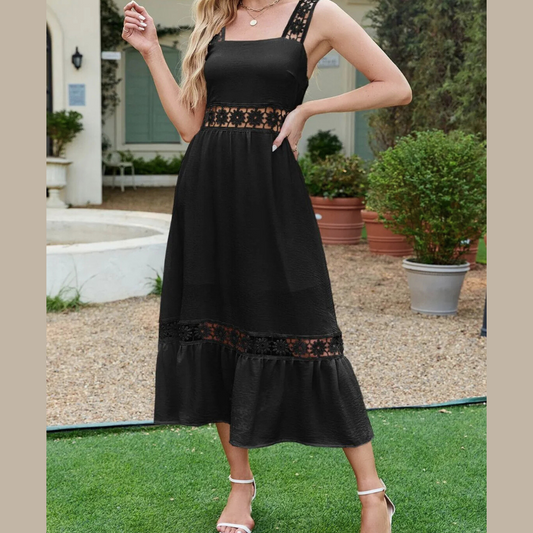 Lace Detail Sleeveless Midi Cami Dress