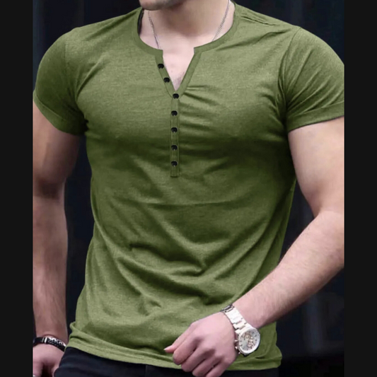 Men's Button Detail Short Sleeve Top