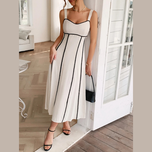 Contrast Wide Strap Midi Cami Dress